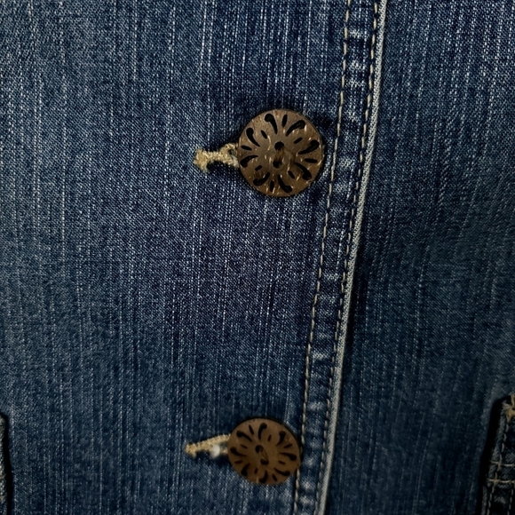 Crazy horse vintage jean jacket wide collar 3 Button Front Approx Medium/ Large - Picture 3 of 7